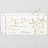 Beach Hochzeit in Urlaubsort Starfish Boarding Pas Save The Date (Vorne/Hinten)