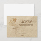 Beach Hochzeit in Urlaubsort UAWG Sand & Herz RSVP Karte (Vorne/Hinten)
