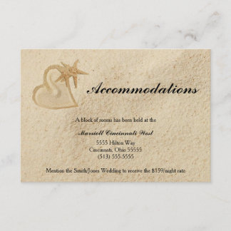 Beach Hochzeit in Urlaubsort Unterkunftskarte Begleitkarte