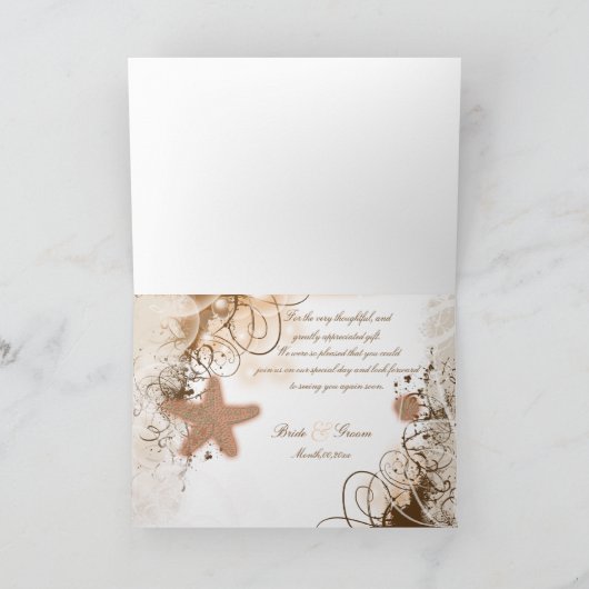 Beach Hochzeit Thema ~ Danke (Innenseite)