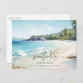 Beach Hochzeitbudget Save the Date Ankündigungspostkarte (Vorne/Hinten)