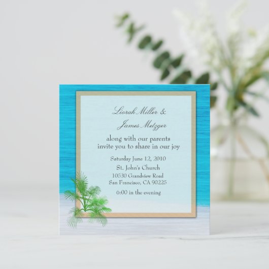 BEACH Hochzeitsvorlage Einladung (Stehend Vorderseite)