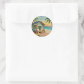 Beach Home Coastal Art Runder Aufkleber (Tasche)