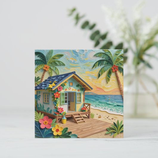 Beach Home Oceanic Blank Karte (Stehend Vorderseite)