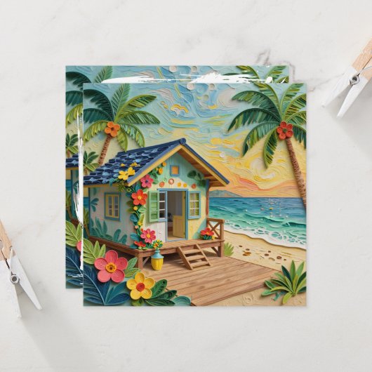 Beach Home Oceanic Blank Karte (Vorderseite/Rückseite Beispiel)