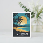 Beach Honduras Retro Travel Postkarte (Stehend Vorderseite)