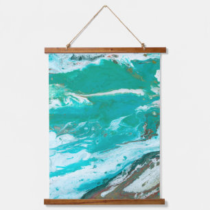 Beach House abstrakte Welle Wandteppich Mit Holzrahmen