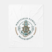 Beach House Anchor Boat Wheel Year Personalisiert Fleecedecke (Vorderseite)