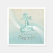 Beach House Anchor Silhouette Aqua Blue ID623 Serviette (Vorderseite)