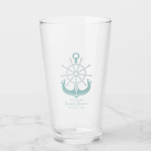 Beach House Aquamarin Familienname Anchor Glas