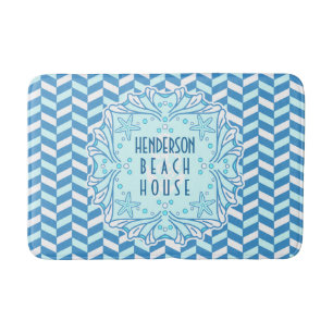 Beach House Art Deco Muschel und Herringbone Custo Badematte