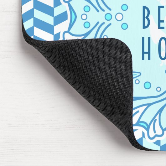 Beach House Art Deco Muschel und Herringbone Custo Mousepad (Ecke)