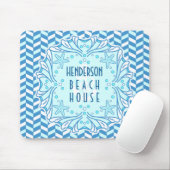 Beach House Art Deco Muschel und Herringbone Custo Mousepad (Mit Mouse)