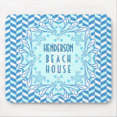 Beach House Art Deco Muschel und Herringbone Custo Mousepad (Vorne)