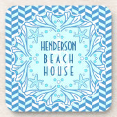 Beach House Art Deco Muschel und Herringbone Custo Untersetzer (Vorderseite)