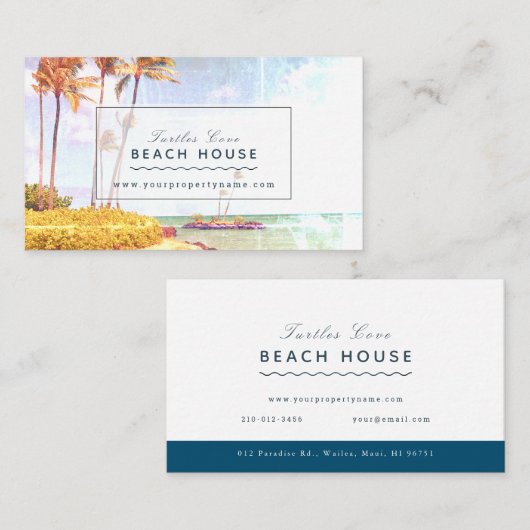Beach House B&B Vacation Rentals Retro Foto Visitenkarte (Vorne/Hinten)