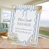 Beach House Blue Coastal Chic Guestbook Sockelschild