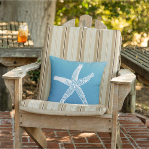 Beach House Blue Starfish Coastal Kissen