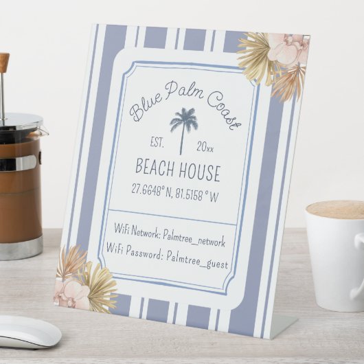 Beach House Blue Strip Coastal Boho Bauernhof Wifi Sockelschild (In Situ)