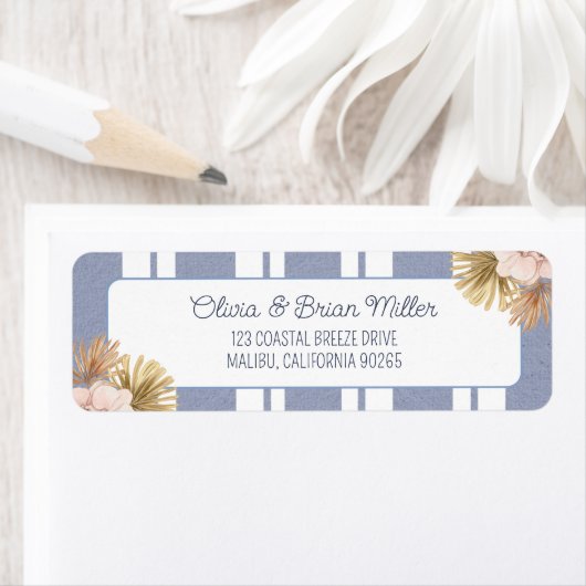 Beach House Blue Strip Küste Boho Rücksendeadresse (Insitu)