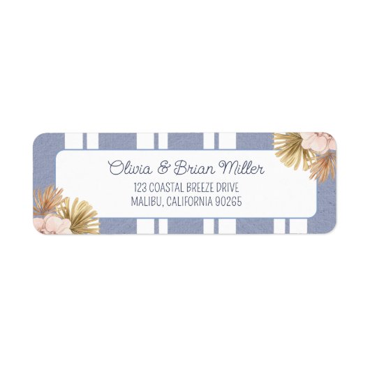 Beach House Blue Strip Küste Boho Rücksendeadresse (Vorne)