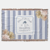 Beach House Blue Stripes Coastal Boho Bauernhof Decke (Vorderseite)