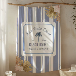 Beach House Blue Stripes Coastal Boho Bauernhof Fleecedecke