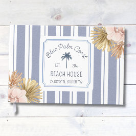 Beach House Blue Stripes Coastal Boho Bauernhof Gästebuch