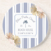 Beach House Blue Stripes Coastal Boho Bauernhof Getränkeuntersetzer (Vorne)