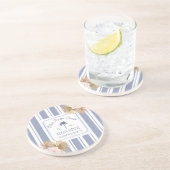 Beach House Blue Stripes Coastal Boho Bauernhof Getränkeuntersetzer (Seite)