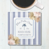 Beach House Blue Stripes Coastal Boho Bauernhof Glasuntersetzer