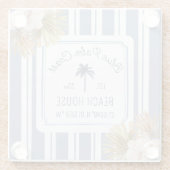 Beach House Blue Stripes Coastal Boho Bauernhof Glasuntersetzer (Rückseite)