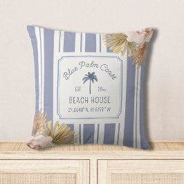Beach House Blue Stripes Coastal Boho Bauernhof Kissen