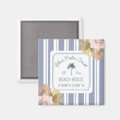 Beach House Blue Stripes Coastal Boho Bauernhof Magnet (Vorderseite/Rückseite)