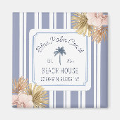 Beach House Blue Stripes Coastal Boho Bauernhof Magnet (Vorne)