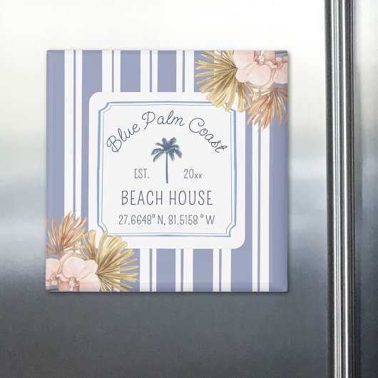 Beach House Blue Stripes Coastal Boho Bauernhof Magnet
