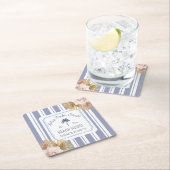 Beach House Blue Stripes Coastal Boho Bauernhof Rechteckiger Pappuntersetzer (Vor Ort)