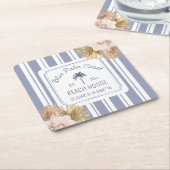 Beach House Blue Stripes Coastal Boho Bauernhof Rechteckiger Pappuntersetzer (angewinkelt)