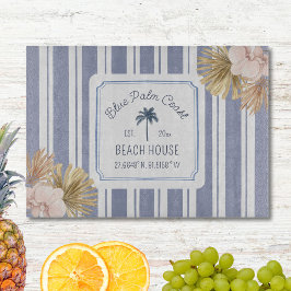 Beach House Blue Stripes Coastal Boho Bauernhof Schneidebrett