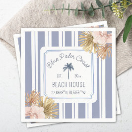 Beach House Blue Stripes Coastal Boho Bauernhof Serviette
