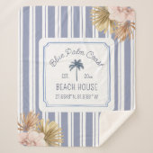 Beach House Blue Stripes Coastal Boho Bauernhof Sherpadecke (Vorderseite)