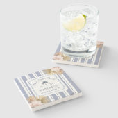 Beach House Blue Stripes Coastal Boho Bauernhof Steinuntersetzer (Seitenansicht)