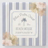 Beach House Blue Stripes Coastal Boho Bauernhof Steinuntersetzer (Vorderseite)