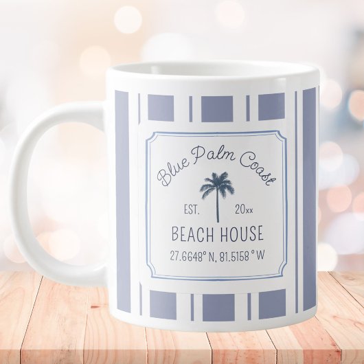 Beach House Blue Stripes Coasthouse Jumbo-Tasse