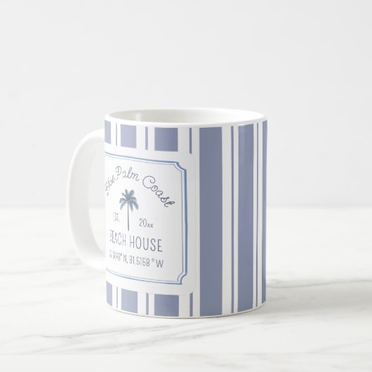 Beach House Blue Stripes Coasthouse Kaffeetasse (Vorderseite Links)