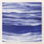Beach House Blue Stripes Glasuntersetzer (Vorderseite)