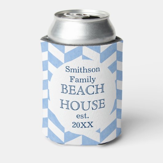 Beach House Blue White Herringbone | INDIVIDUELLE Dosenkühler (Kanne Rückseite)