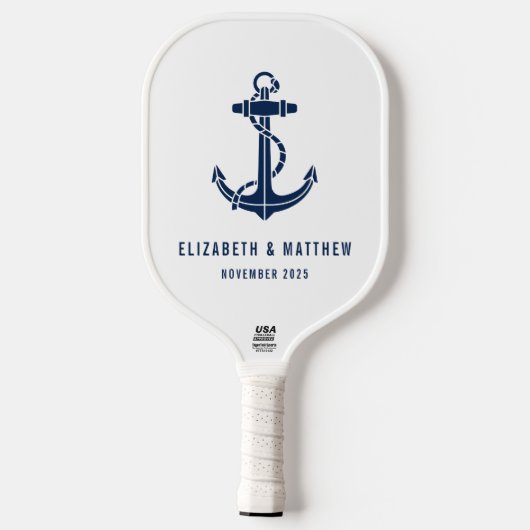 Beach House Boat Anchor Wedding Favors Custom Pickleball Schläger (Rückseite)