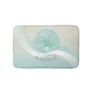 Beach House Clam Muschel Aqua Blue ID623 Badematte