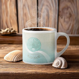 Beach House Clam Muschel Aqua Blue ID623 Espressotasse